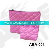Grid fabric beauty bag set