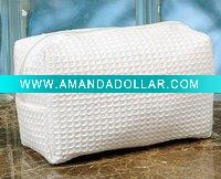Wholesale waffle weave cotton cosmetic bag
