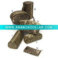 Cosmetic Bag made of Satin with leopard printing