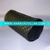 quilted Black PU makeup bag
