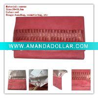 Wholesale crimson cosmetic bag with zip closure inside