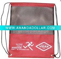Wholesale 210D polyester and mesh drawstring bag promotional bag shopping bag