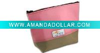 Wholesale Pink make up bag with green bottom for nice look