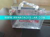 Silver laminated non woven zipper shopping bag