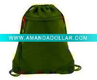 Wholesale Organic Canvas Drawstring Bag-With Zipper Pocket