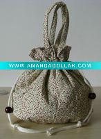 small cotton drawing string bag