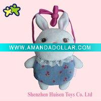 Cute Rabbit Shaped Plush Coin Purse With Casual Clothes