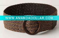 Wholesale fashion knitted lady WOOD belt