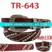 Wholesale Women rhinestone leather belt TR643