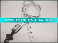Wholesale New style white color fashion ladies' PU belt with rivet
