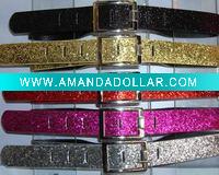 Nickle Square Buckle Glitter Belt