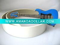Wholesale white leather belt pu belt with guitar hip hop belt buckle