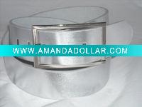 Wholesale SQUARE SHAPE BUCKLE WIDE SILVER LEATHER Belt