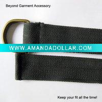 Wholesale black polyester belt with D-ring buckle