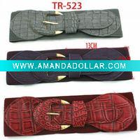 Wholesale Leather covered buckle elastic belt TR523