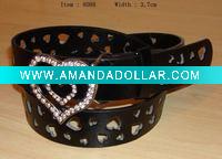 Wholesale Diamond Heart Buckle Punch Belt
