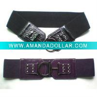 Wholesale Fashion Elastic PU Belt with Alloy Buckle