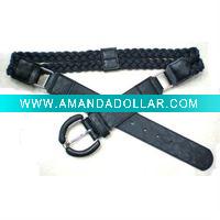 Wholesale Black PU Belt with covered Buckle
