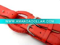Wholesale pu braided belt with two buckle