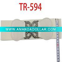 Wholesale Rhinestone buckle elastic belt TR594