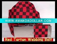 Red Tartan Canvas Webbing Belt