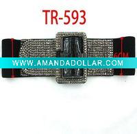 Wholesale Rhinestone buckle elastic belt TR593