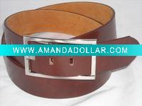 SQUARE SHAPE BUCKLE WIDE SILVER LEATHER Belt