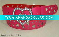 Wholesale Hot Pink Heart Buckle Punch Belt