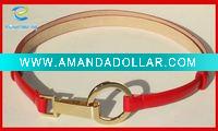 Wholesale red belt narrow belt. small belt. pu leather belt