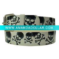 White Stamped Skull Belt Strap