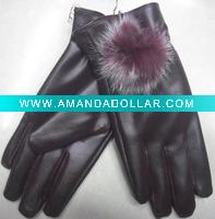Wholesale fashion ladies leather gloves with stone FG0119
