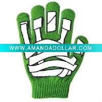 Wholesale Popular Green and White Winter Sport Glove