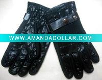 Wholesale fashion ladies leather gloves with knitting FG0112