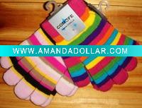 Wholesale acrylic multicolor stripe knitted hand gloves