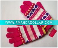 Wholesale wool/acrylic knitted jacquard striped ladies winter fashion glove