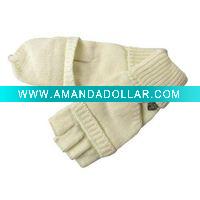 IVORY KNIT HALF FINGERLESS mitten gloves
