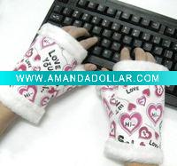 Wholesale warm lovely fingerless glove with flower