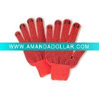 red pvc dotted work gloves