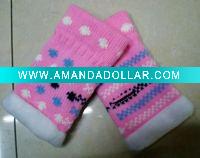 Wholesale Knitted Cotton Gloves - Pink