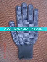 Wholesale durable PVC dotted working gloves,terylene dotted glove