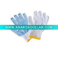 blue pvc dotted cotton gloves with high quality