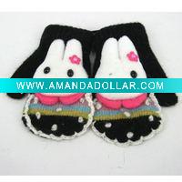 Cartton Children Gloves black rabbit
