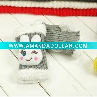 Wholesale lovely cartoon keep warm half finger gloves