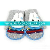 Wholesale Cartton Children Gloves grey rabbit