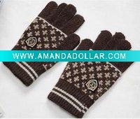 Wholesale knitting wool jacquard winter gloves