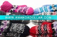 Wool knitted winter gloves