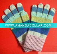 Wholesale Shetland wool/Lambswool striped knitted winter fashion ladies' glove