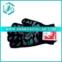 Wholesale Fashionable fibre black and green color fibre glove