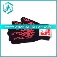 Wholesale Fashionable black and red color fibre glove