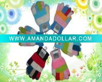Microfiber multicolor stripe cotton glove